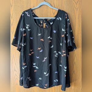Torrid Origami Crane Black Blouse | 3